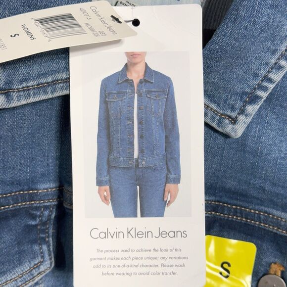 Calvin Klein Women’s S Jeans Classic Trucker Jacket Moonlight Dust Stretch Denim - Picture 8 of 16
